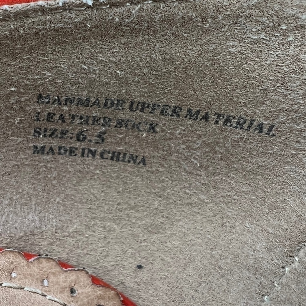 Restricted Orange Striped Leather Pointed Toe Fla… - image 2